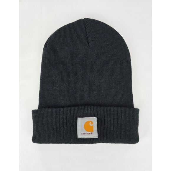 Carhartt Beanie Hat Black Unisex Winter Cold Weather One Size Fits All Toboggan - Picture 1 of 3